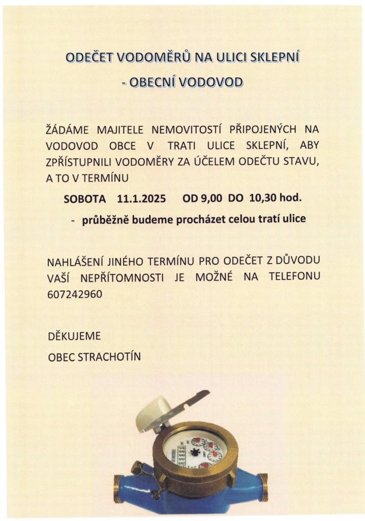 Odečet vody v ulici Sklepní