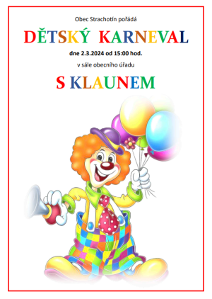 Pozvánka na dětský karneval 2.3.2024 od 15 hodin 1