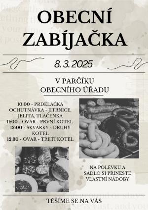 Obecní zabíjačka 8.3.2025 od 10 hod ve Strachotíně 