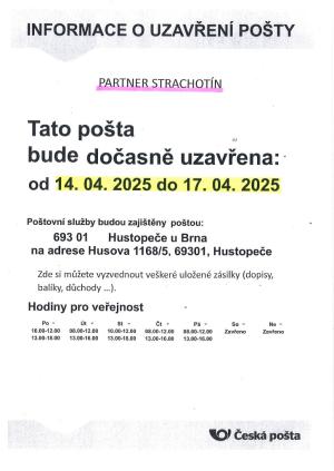 INFORMACE O UZAVŘENÍ POŠTY